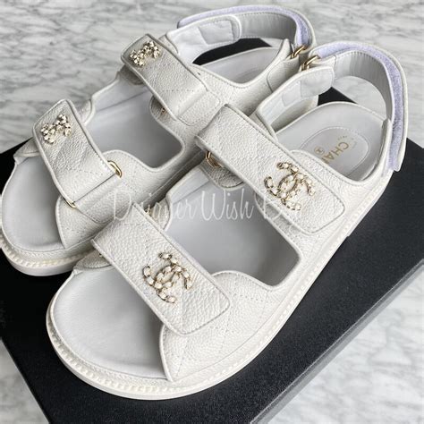 chanel dad sandal white|Chanel velcro sandals 2020 price.